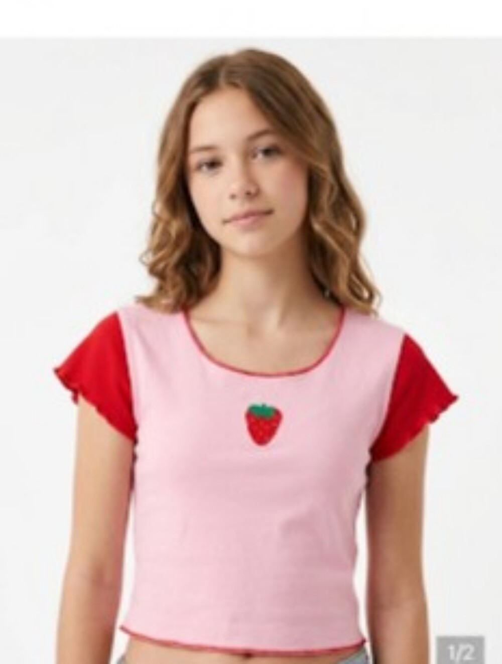 Pink strawberry crop top